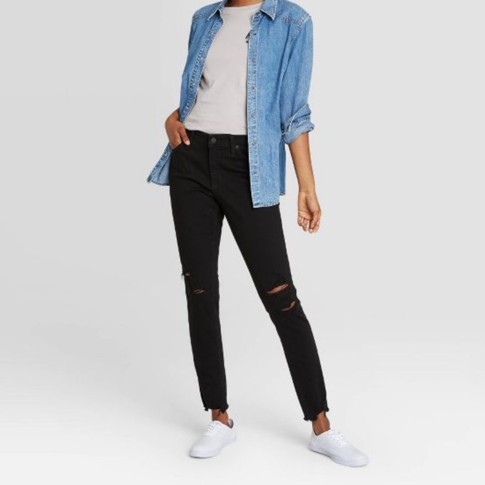 Women's Mid-Rise Skinny Jeans - Universal Thread™ Black 8